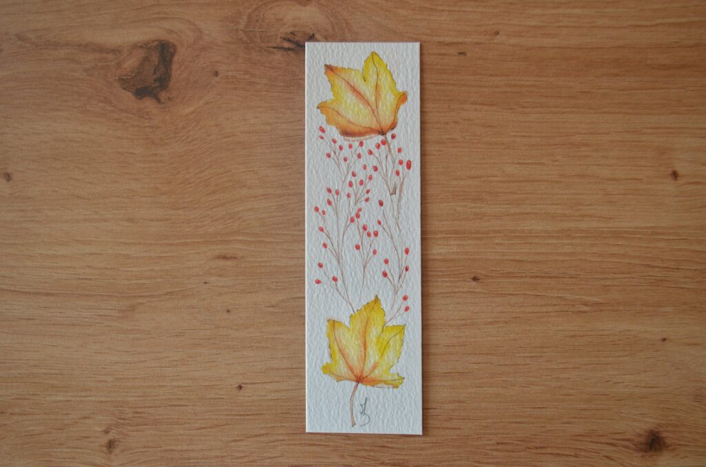 marque-page aquarelle motif feuille d automne produit en normandie