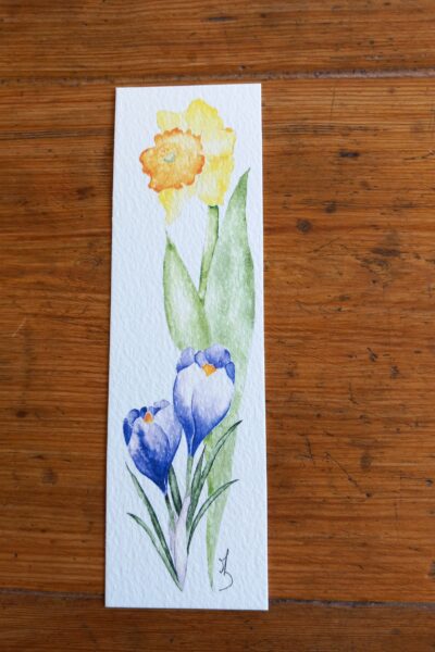 marque-page aquarelle narcisse et crocus