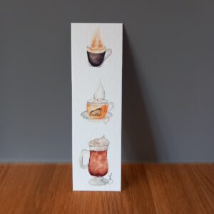 marque-page aquarelle motif tasses café, thé ou chocolat